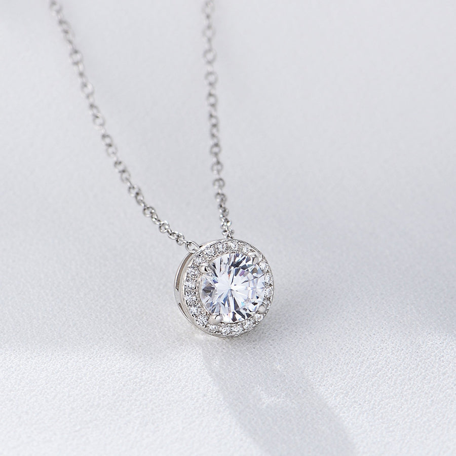 Sterling Silver Round Cubic Zirconia Necklace