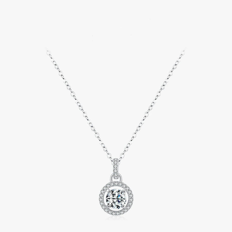 Sterling Silver 1 Carat D Color Moissanite Pendant Necklace