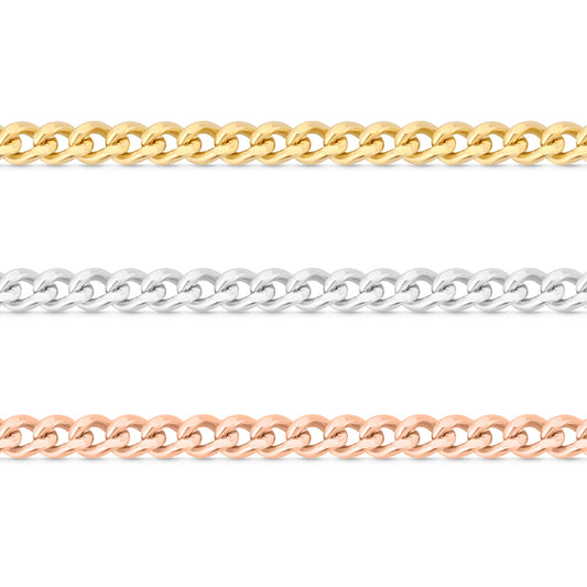 1.2mm Diamond Cut Curb Chain, 14K Solid Gold