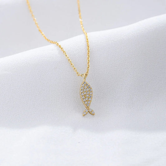 Gold Lucky Fish Pendant Necklace