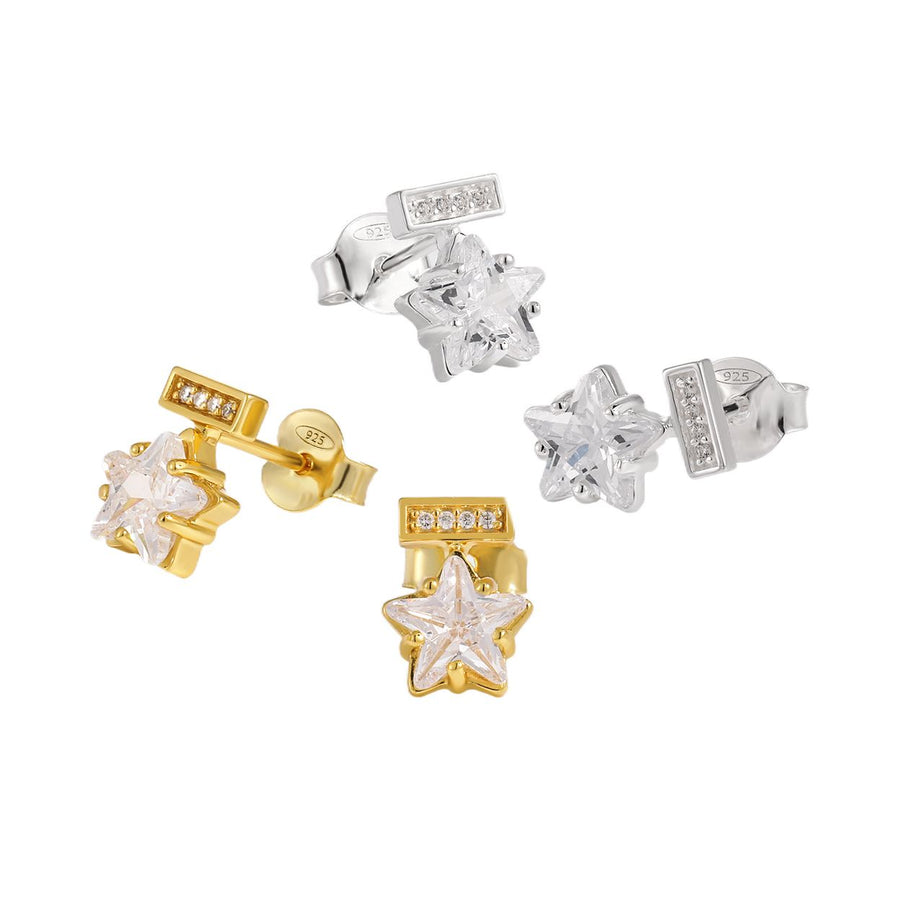 Mini Shining Star Crystal Sterling Silver Stud Earrings