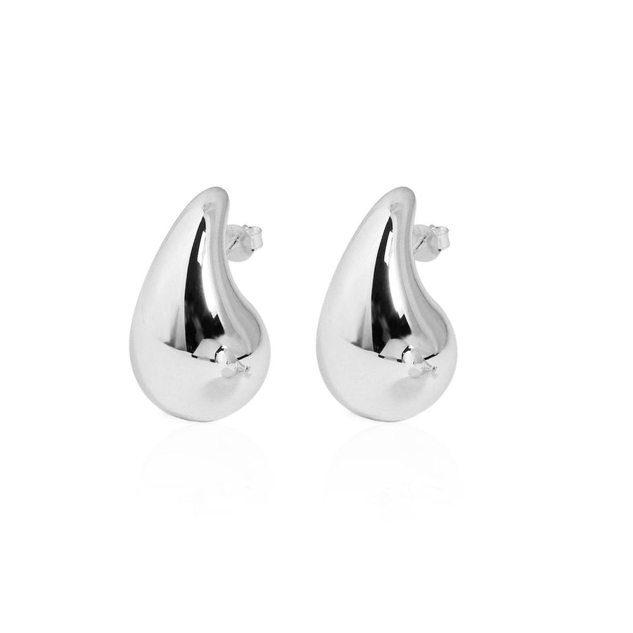 Middle Drop Water S999 Sterling Silver Stud Earrings