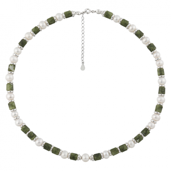 Emerald Column Pearl Necklace in 925 Sterling Silver