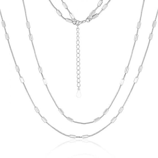 Octagonal Cylinder Double-Layer 925 Sterling Silver Necklace