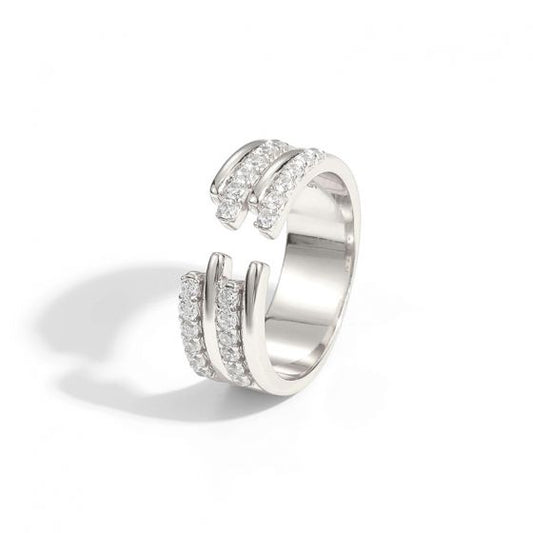 CZ Jagged Geometry Adjustable Ring