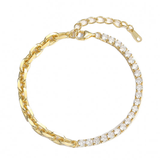Simple Hollow Chain CZ 925 Sterling Silver Bracelet