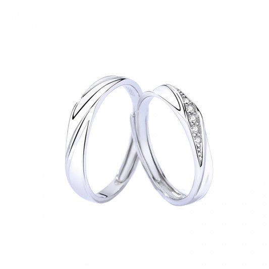 925 Sterling Silver Mobius CZ Adjustable Wedding Band