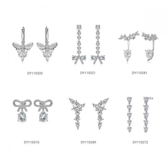 CZ Butterfly Bow-Knot Sterling Silver Dangling Earrings