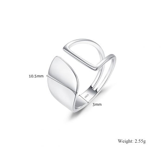 Geometric Open Adjustable 925 Sterling Silver Ring