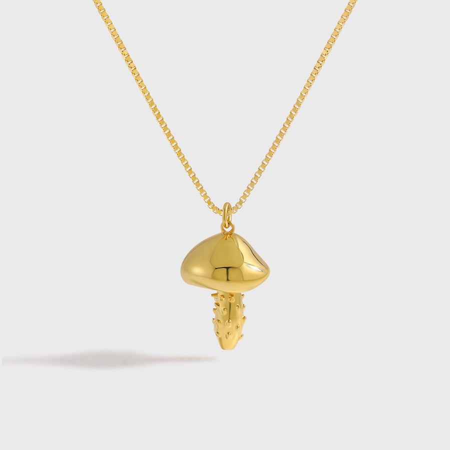 Mini Mushroom Pendant Necklace in 925 Sterling Silver