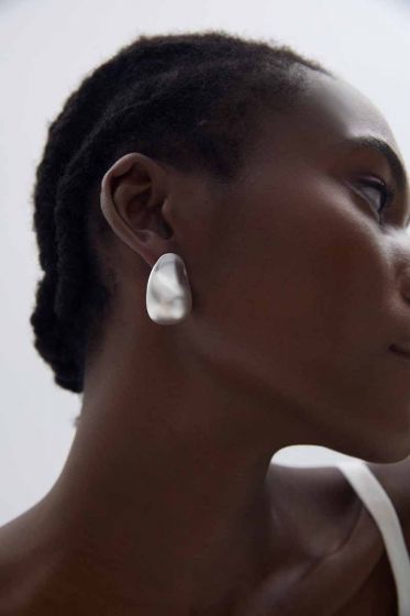 Electroformed Irregular Oval Chunky Stud Earrings