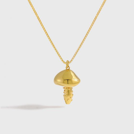 Mini Mushroom Pendant Necklace in 925 Sterling Silver