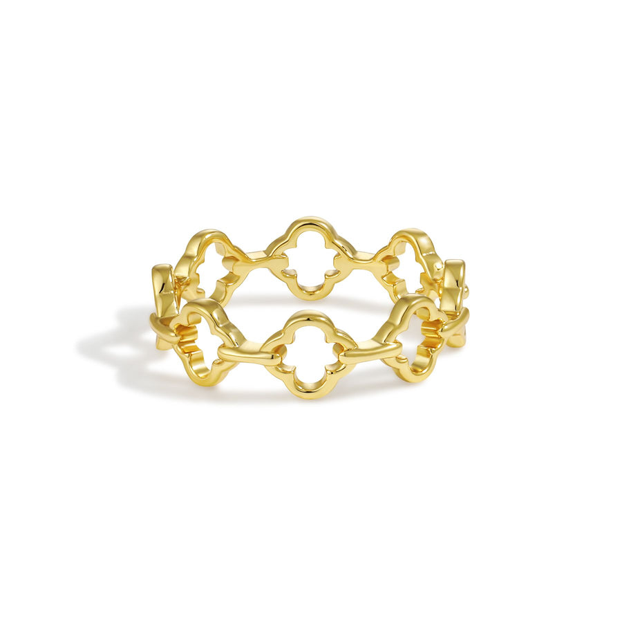 Hollow Four-Leaf Clover Adjustable 925 Sterling Silver Ring