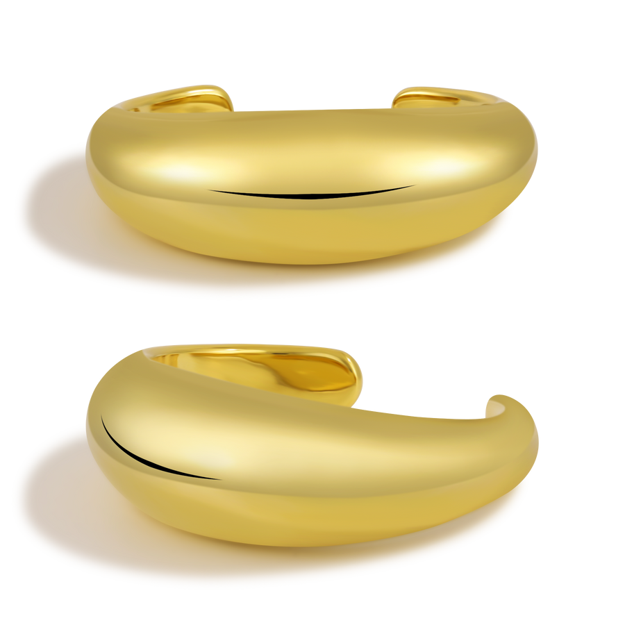 Smooth Surface Golden Cuff Bracelet in Solid 999 Silver