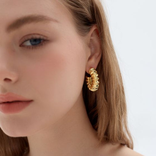 Hollow Chunky Electroforming Earrings, Large Statement