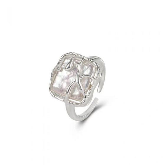 Baroque Pearl Tree Branch Adjustable Ring 925 Sterling Silver