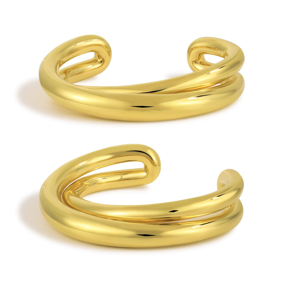 Classic Irregular Double-Layer Cross Open Cuff Bracelet