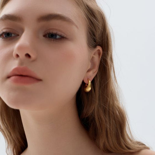 Electroforming Irregular Strip Hoop Earrings, 999 Sterling Silver