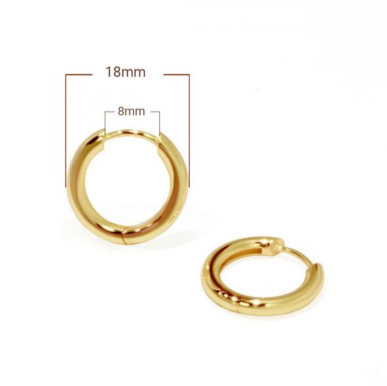 17.5mm Plain Hoop Earrings, 925 Sterling Silver