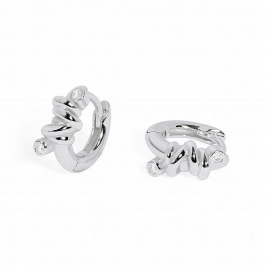 Mini Twisted Knot Hoop Earrings, 925 Sterling Silver