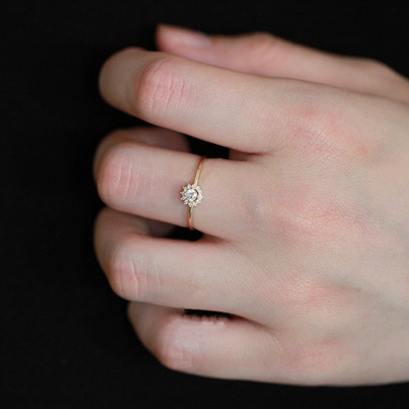 Cubic Zirconia Delicate Sunflower Ring