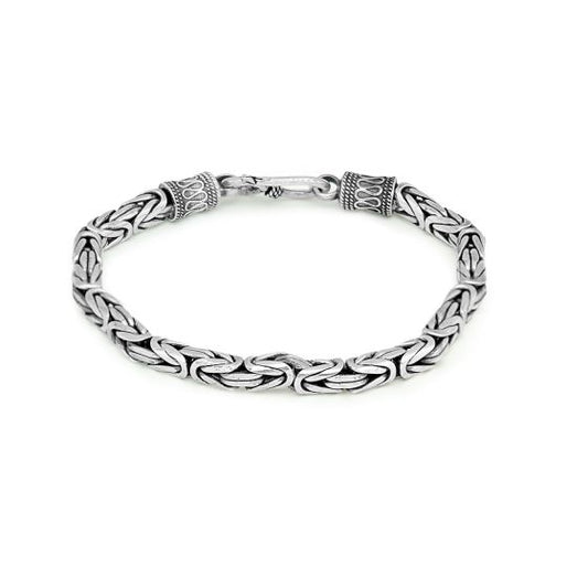 Carved Thai 925 Sterling Silver Blessing Bracelet for Men
