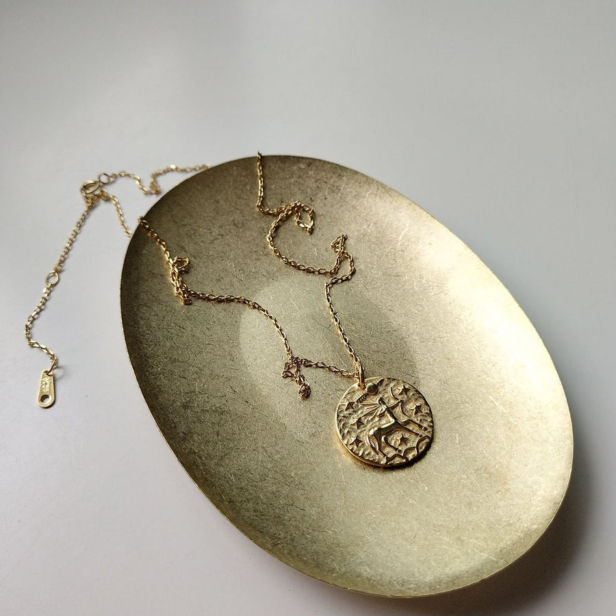 Sagittarius Constellation Round Tag Necklace 925 Sterling Silver 18K Gold Plated