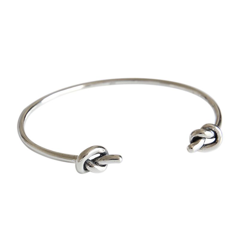 Vintage Two-Knot 925 Sterling Silver Open Bangle