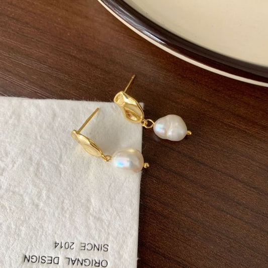 925 Sterling Silver Korean Irregular Freshwater Pearl Earrings