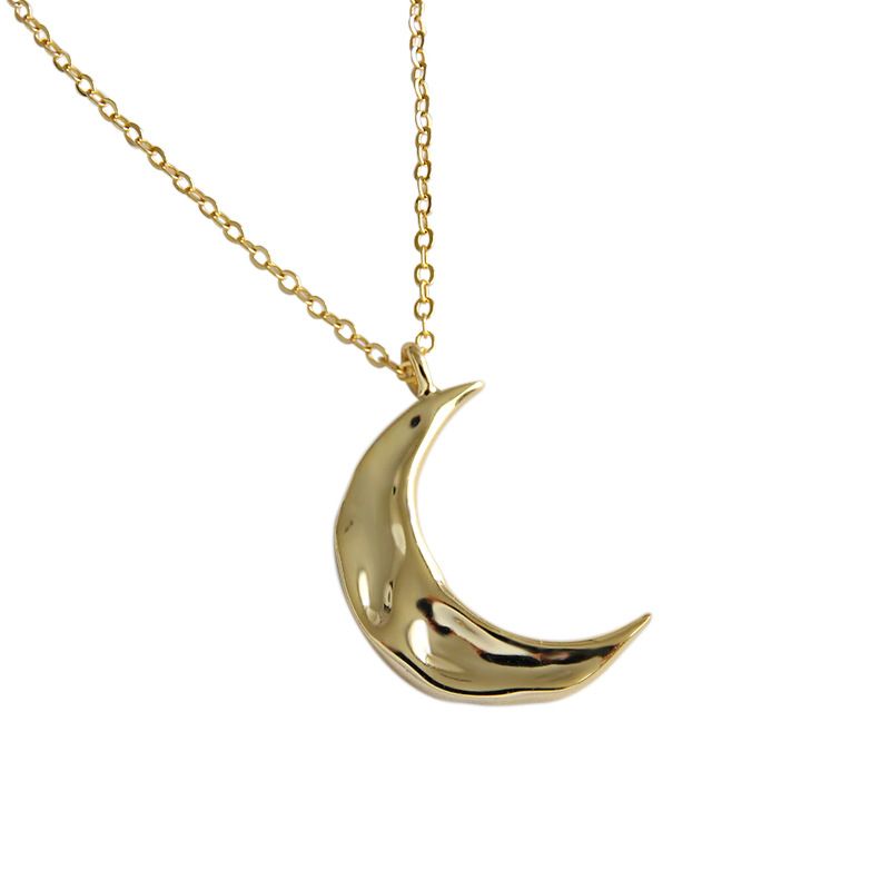 Irregular Crescent Moon Sterling Silver Necklace