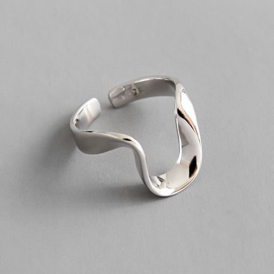 Twisted U-Shape Adjustable 925 Sterling Silver Ring
