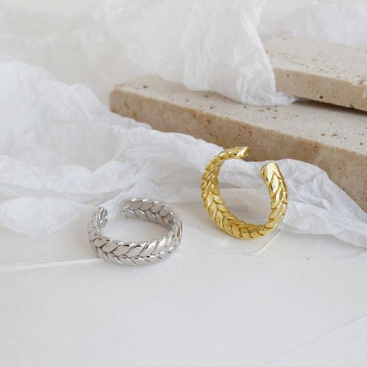 Wheat Twisted 925 Sterling Silver Adjustable Ring