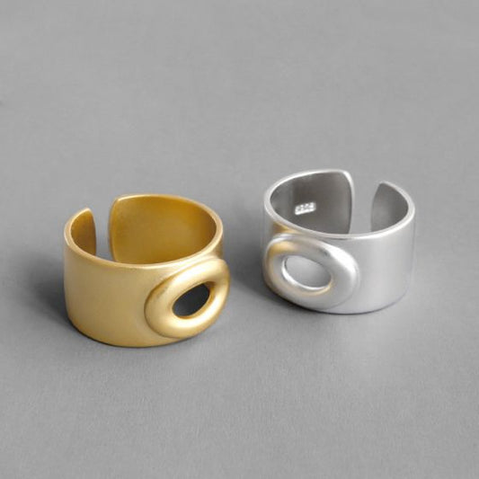 E Wide Open Mouth 925 Sterling Silver Adjustable Ring