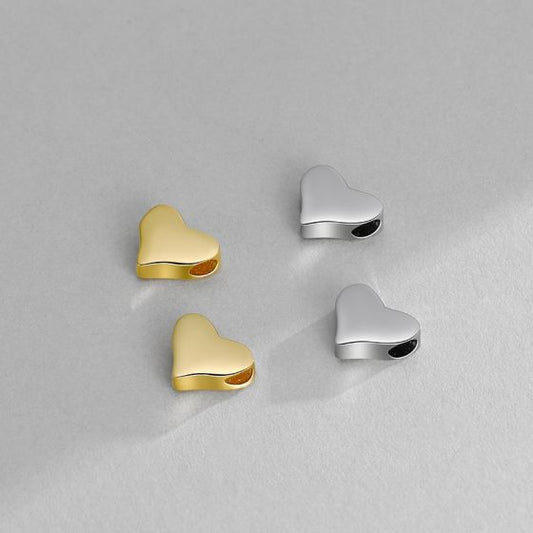 Love Heart 925 Sterling Silver Bead Caps
