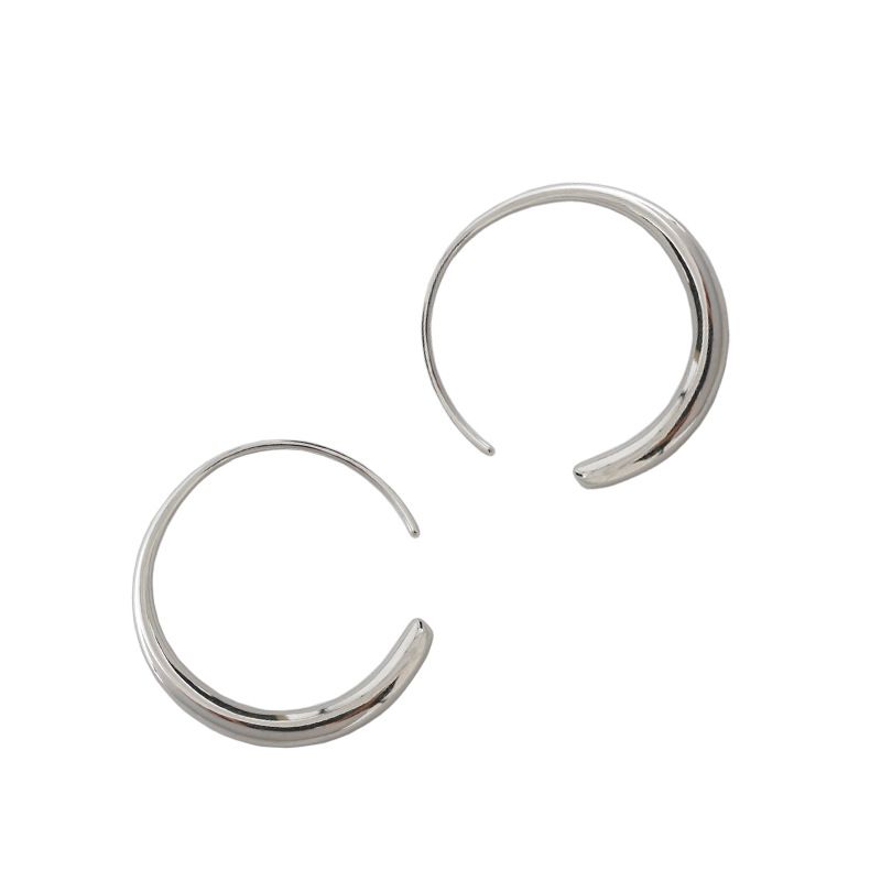 Modern O Shape 925 Sterling Silver Hoop Earrings