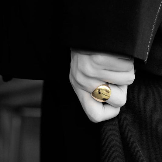 Modern Geometry Round Adjustable Sterling Silver Ring
