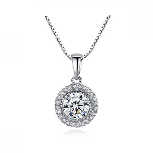 Micro-Set Round CZ Necklace, 925 Sterling Silver