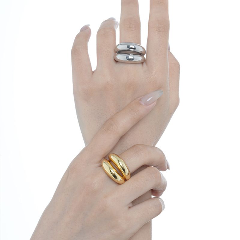 Modern Double-Layer Geometry Adjustable 925 Sterling Silver Ring