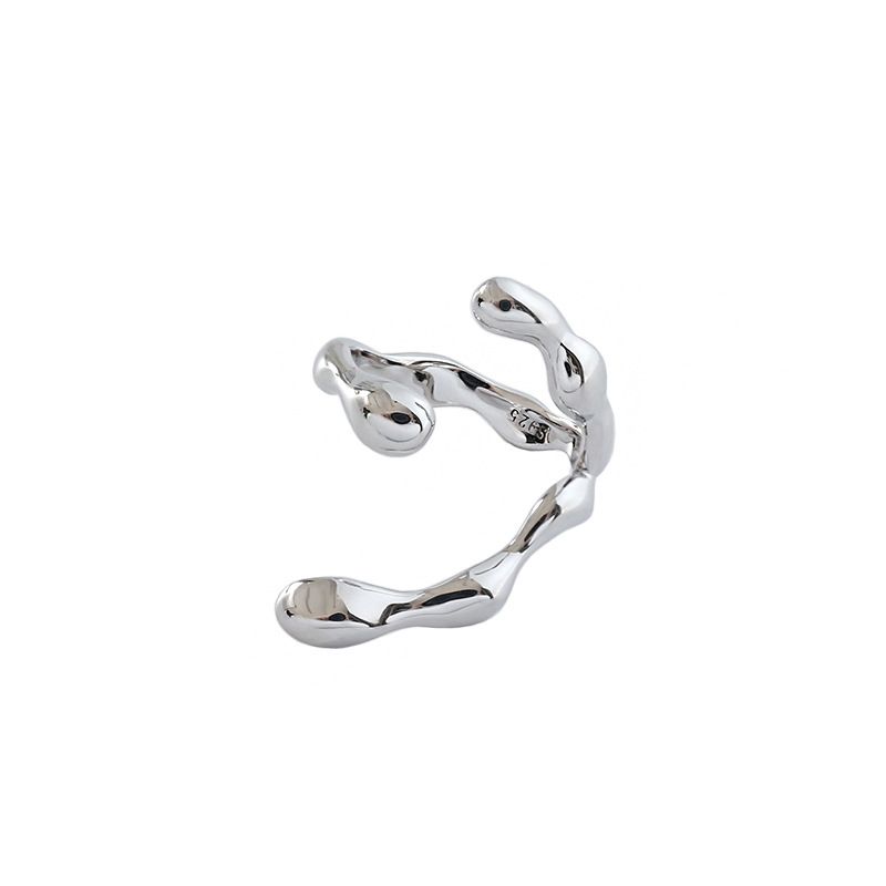 Irregular C Shape Wide 925 Sterling Silver Adjustable Ring