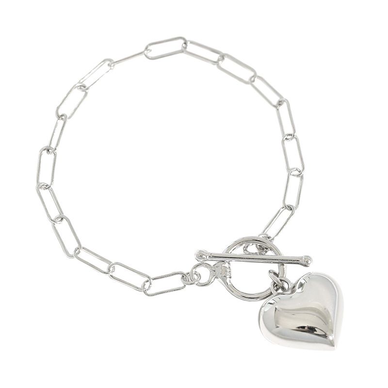 Hollow Heart Chain Bracelet in 925 Sterling Silver