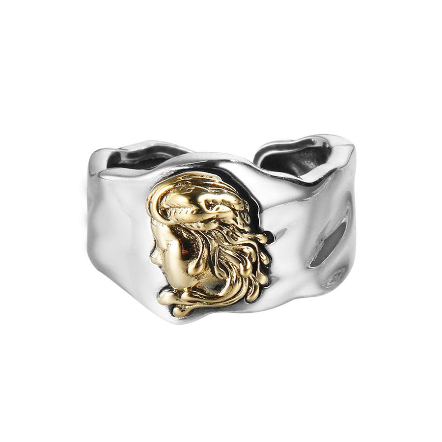 Vintage Portrait Adjustable 925 Sterling Silver Wide Ring