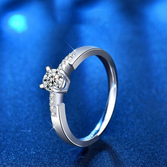 Simple Round Four-Claw Moissanite Ring