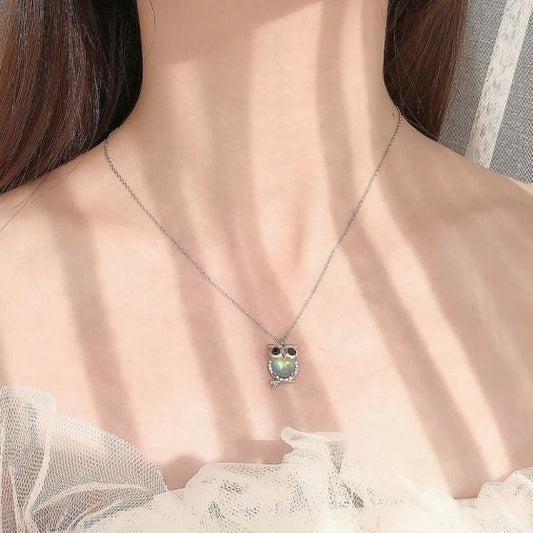 Moonstone Owl Pendant Necklace