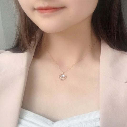 Natural Moonstone Crescent Moon Necklace