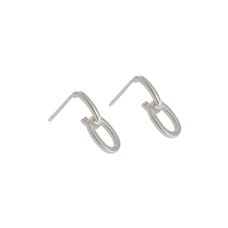 Mini Loop Chain Stud Earrings in 925 Sterling Silver