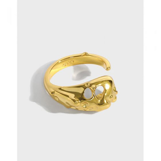 Irregular Hollow Bone 925 Sterling Silver Adjustable Ring