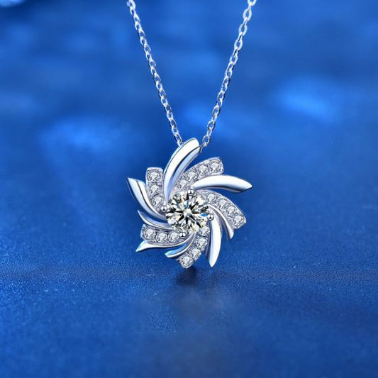 Moissanite Windmill Pendant Necklace