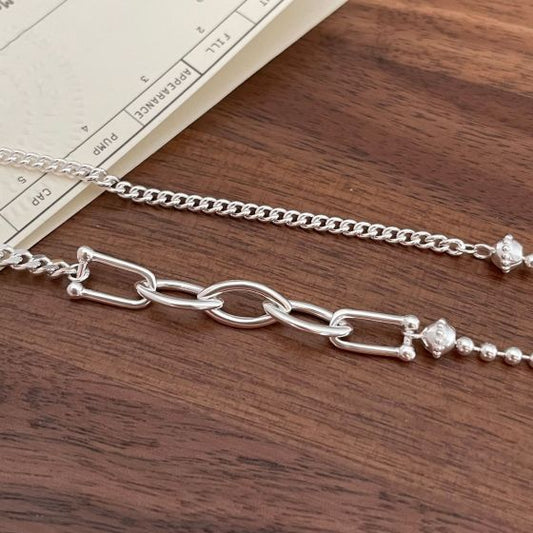 Vintage Irregular Bead Hollow Curb Chain Necklace