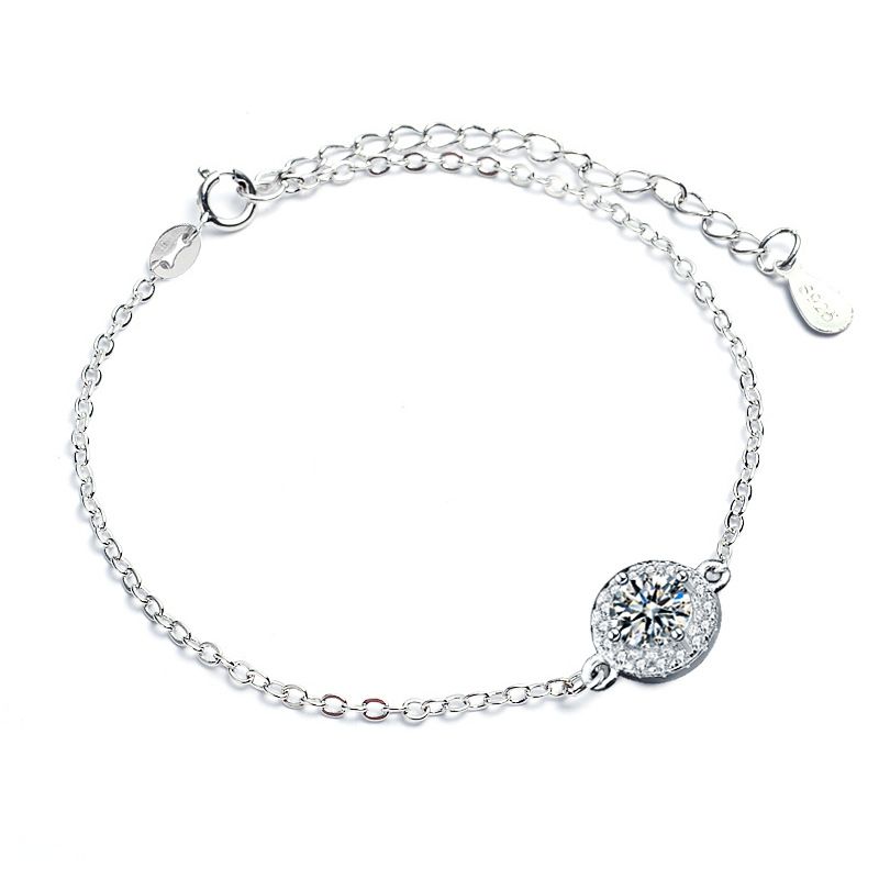 Round Moissanite Crystal Flower Bracelet in 925 Sterling Silver