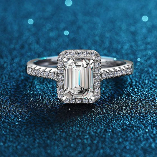 CZ Baguette Geometry Sterling Silver Adjustable Ring